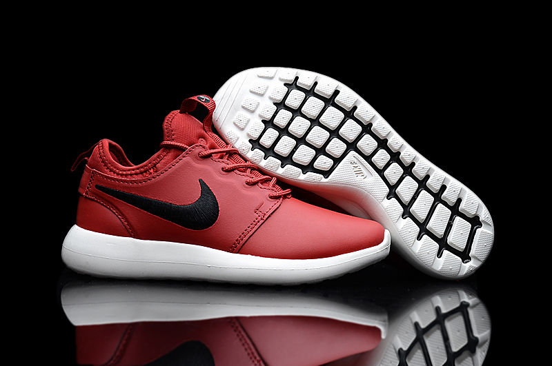 Nike Roshe 2 Leather PRM Red Black Shoes - Click Image to Close